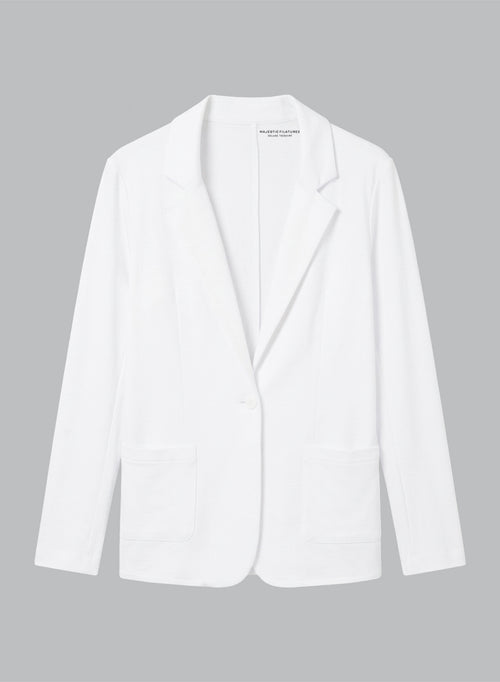 Long-Sleeve Jacket in Viscose / Elastane in Cream - MAJESTIC FILATURES