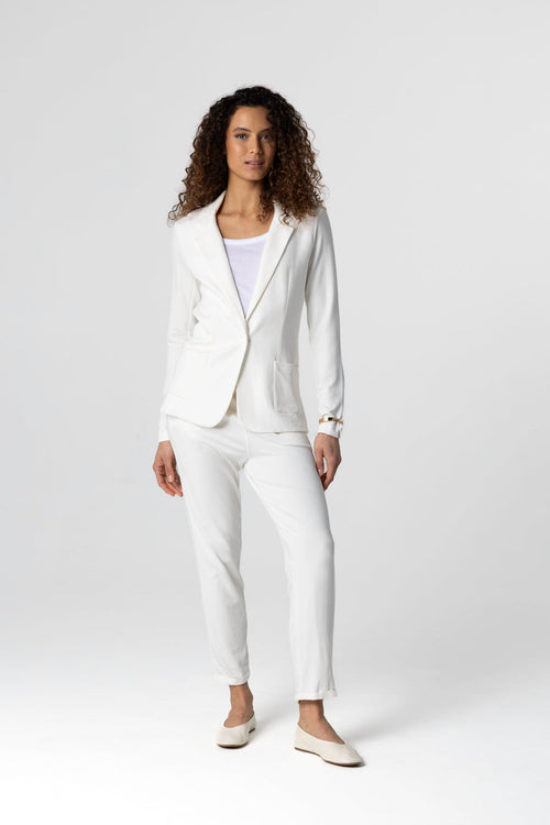 Jacke mit langen Ärmeln aus Viskose / Elasthan in Creme - MAJESTIC FILATURES