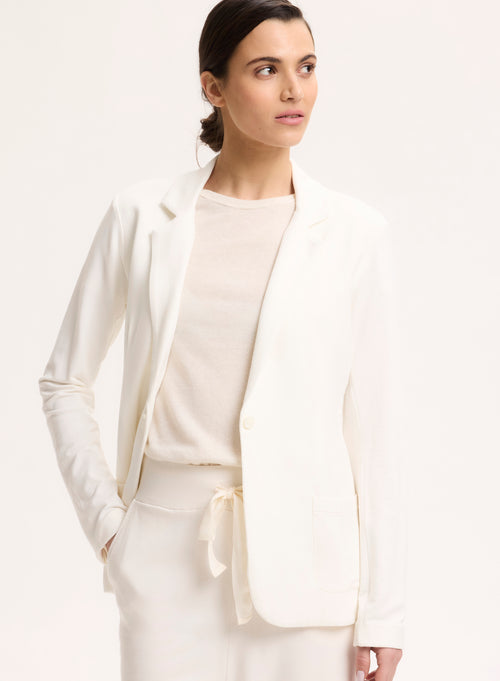 Veste Blanc Col Veste Manches Longues - MAJESTIC FILATURES