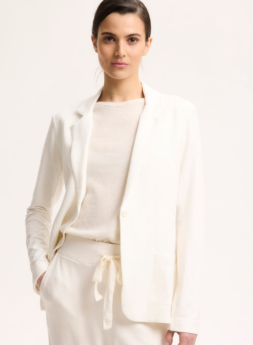 Veste Blanc Col Veste Manches Longues - MAJESTIC FILATURES