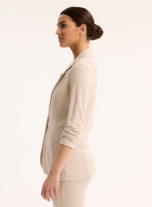 Veste Beige Col Veste Manches Longues - MAJESTIC FILATURES