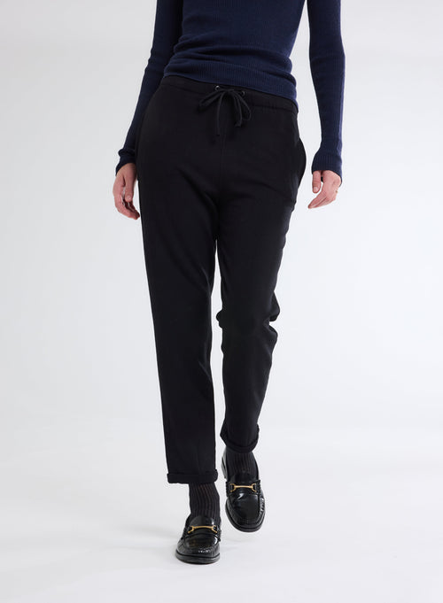 Pantalon Noir en molleton de Viscose et Élasthanne - MAJESTIC FILATURES