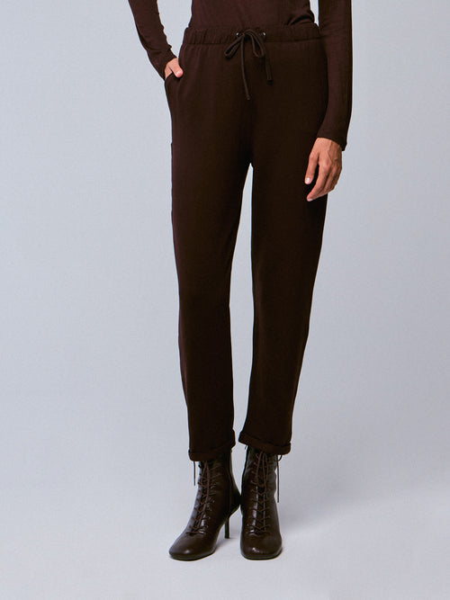 Pantalon Aubergine en Viscose / Elasthanne - MAJESTIC FILATURES