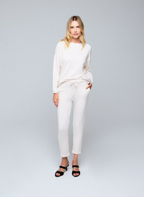 Pantalon Blanc en Viscose / Elasthanne - MAJESTIC FILATURES