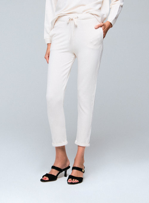 Pantalon Blanc en Viscose / Elasthanne - MAJESTIC FILATURES