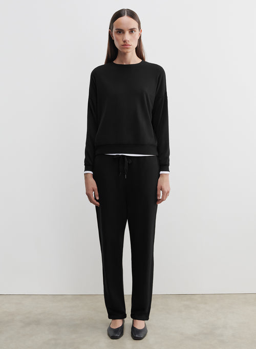 Black Pants with Pockets in Viscose and Elastane - MAJESTIC FILATURES