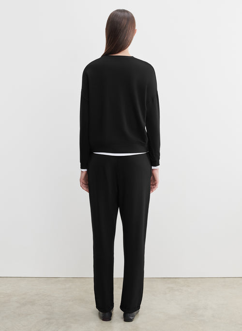 Black Pants with Pockets in Viscose and Elastane - MAJESTIC FILATURES