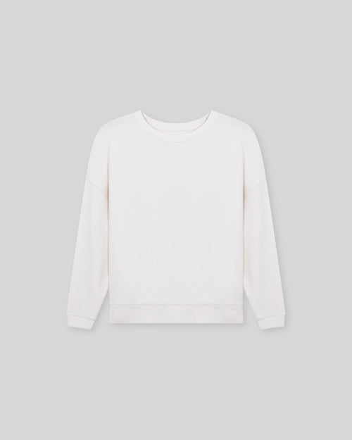 White round-neck sweatshirt with long sleeves in viscose / elastane - MAJESTIC FILATURES