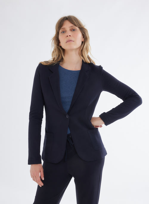 Diane 1-button jacket in Viscose / Elastane - MAJESTIC FILATURES