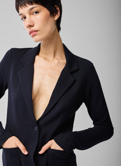 Veste Marine Manches Longues en Viscose / Elasthanne - MAJESTIC FILATURES