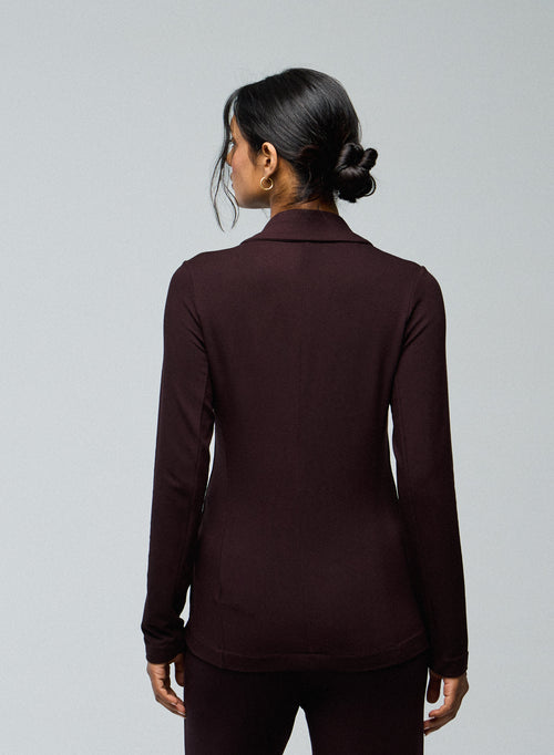 Veste Aubergine Manches Longues en Viscose / Elasthanne - MAJESTIC FILATURES