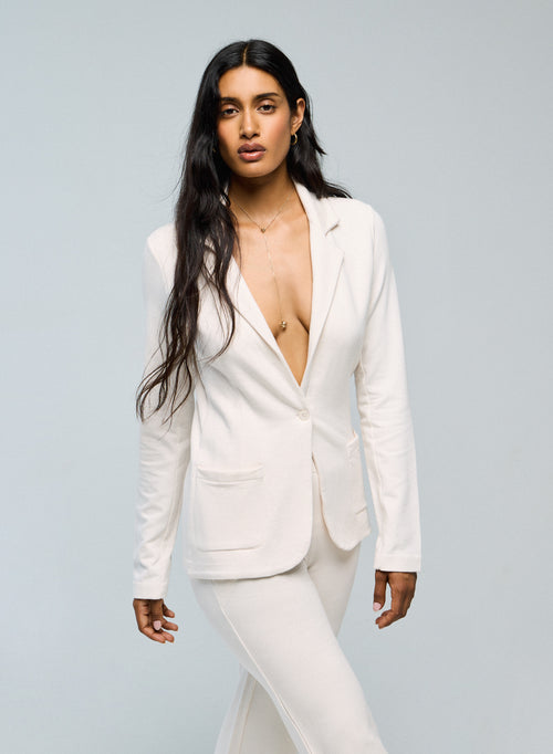 Chaqueta blanca de manga larga de viscosa / elastano - MAJESTIC FILATURES