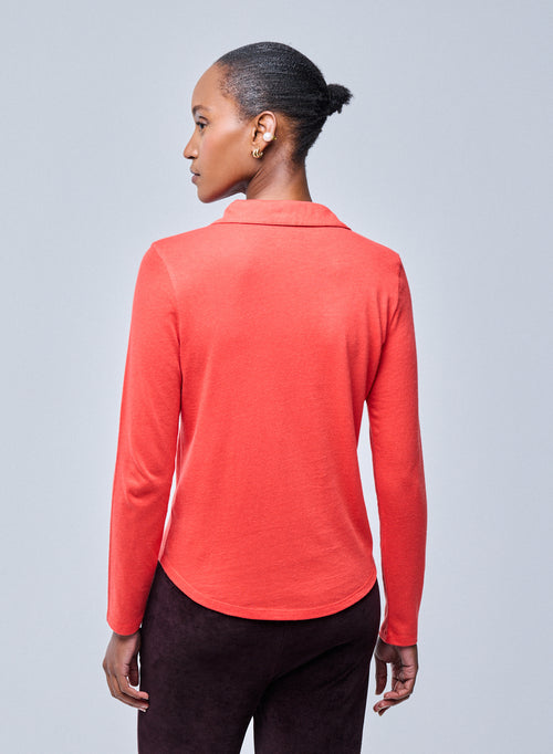 Chemise Orange Chemise Manches Longues en Coton Organique / Cachemire - MAJESTIC FILATURES