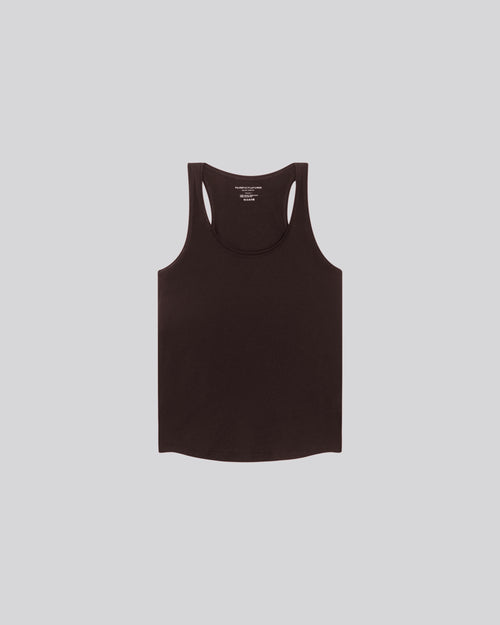 Purple sleeveless U-neck tank top in cotton / cashmere - MAJESTIC FILATURES