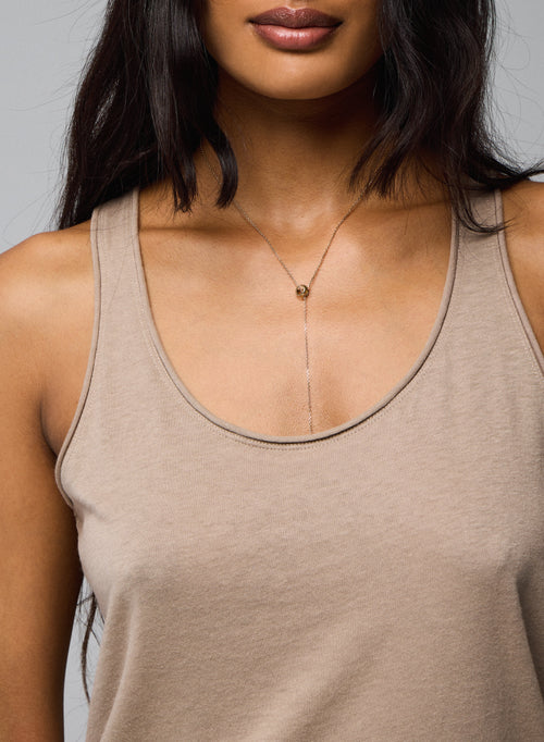 Camiseta sin mangas beige con cuello en U en algodón / cachemira - MAJESTIC FILATURES