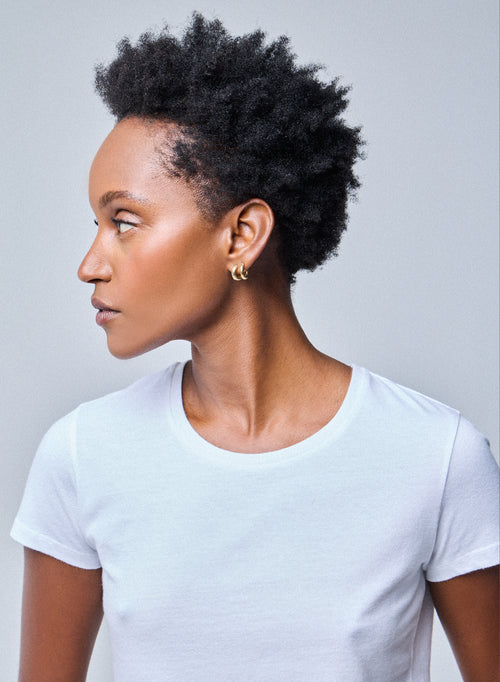 Jamie White Short Sleeve Crew Neck Deluxe Cotton T-Shirt - MAJESTIC FILATURES