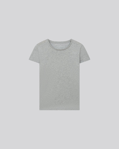 T-shirt Gris Jamie Col Rond Manches Courtes en Coton organique - MAJESTIC FILATURES