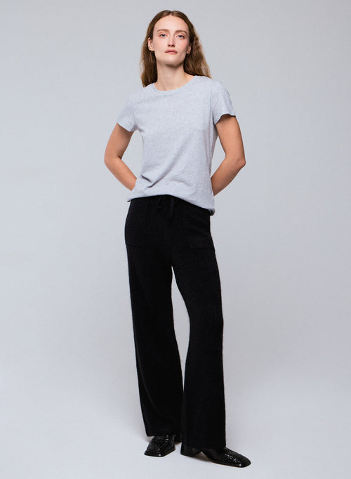 T-shirt Gris Jamie Col Rond Manches Courtes en Coton organique - MAJESTIC FILATURES