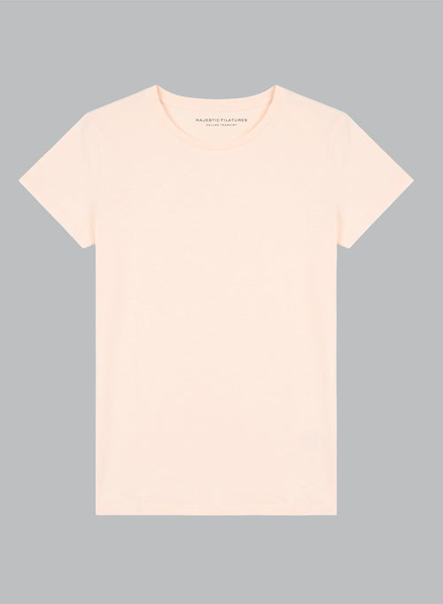Jamie Pink Round-Neck Short-Sleeve Organic Cotton T-shirt - MAJESTIC FILATURES