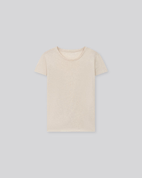 Beige Jamie Round Neck Short Sleeves T-Shirt in Organic Cotton - MAJESTIC FILATURES