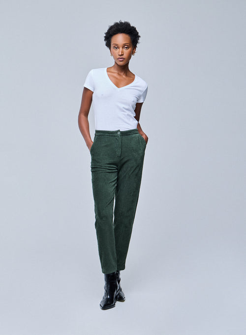 Weißes Julia T-Shirt mit V-Ausschnitt und kurzen Ärmeln aus Deluxe Baumwolle - MAJESTIC FILATURES