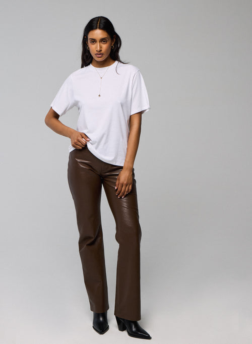 T-shirt Blanc Col Rond Manches Courtes en Deluxe Coton - MAJESTIC FILATURES