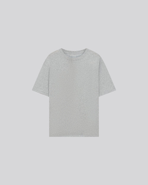 Grey Round Neck Short Sleeves T-shirt in Deluxe Cotton - MAJESTIC FILATURES