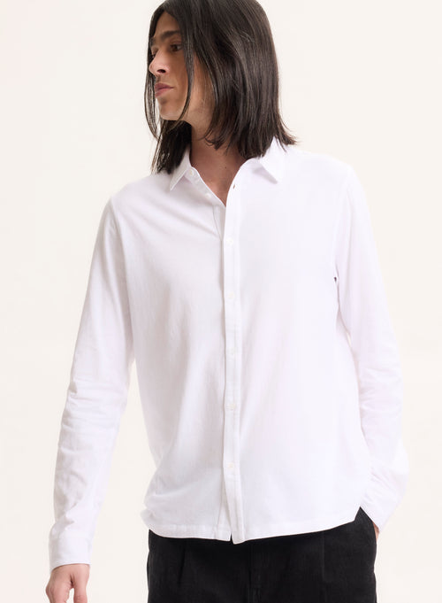 White Long Sleeve Deluxe Cotton Shirt - MAJESTIC FILATURES