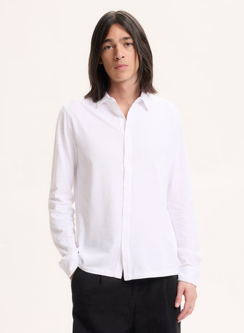 White Long Sleeve Deluxe Cotton Shirt - MAJESTIC FILATURES