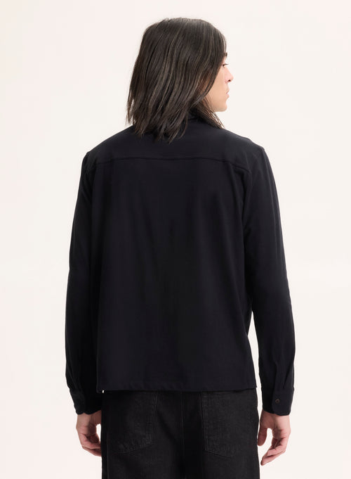 Long Sleeve Black Shirt in Deluxe Cotton - MAJESTIC FILATURES