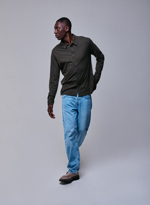 Green Shirt Long-sleeved shirt in organic cotton - MAJESTIC FILATURES