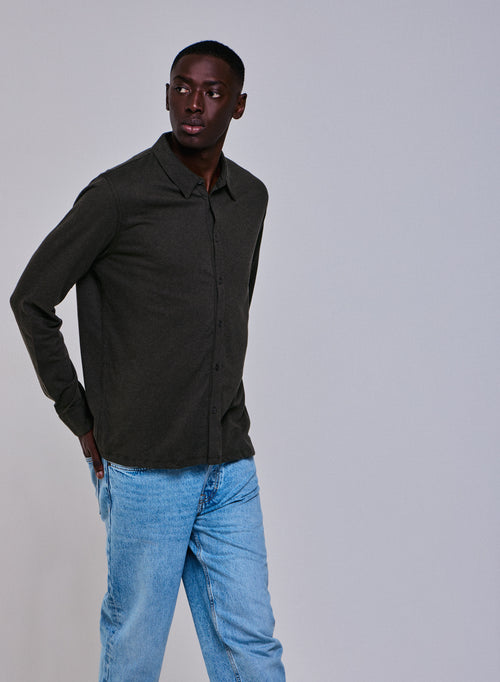 Chemise Vert Chemise Manches Longues en Coton organique - MAJESTIC FILATURES