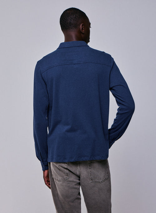 Camisa azul Camisa de manga larga en algodón orgánico - MAJESTIC FILATURES