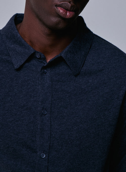 Black Shirt Long Sleeve in Deluxe Cotton - MAJESTIC FILATURES