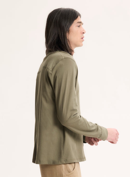 Green Long Sleeve Organic Cotton Shirt - MAJESTIC FILATURES