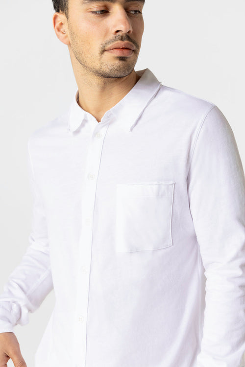 Chemise Blanche Col Chemise Manches Longues en Coton Organique - MAJESTIC FILATURES