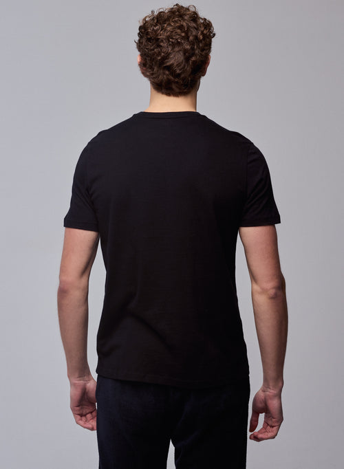 Julien Black T-shirt Short Sleeve Round Neck in Deluxe Cotton - MAJESTIC FILATURES