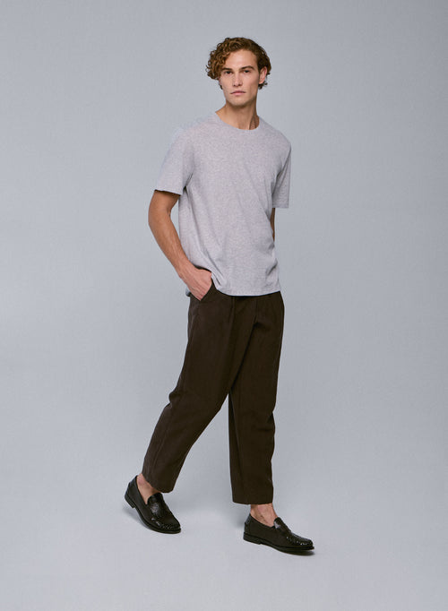 T-shirt Gris clair Julien Col Rond Manches Courtes en Deluxe Coton - MAJESTIC FILATURES