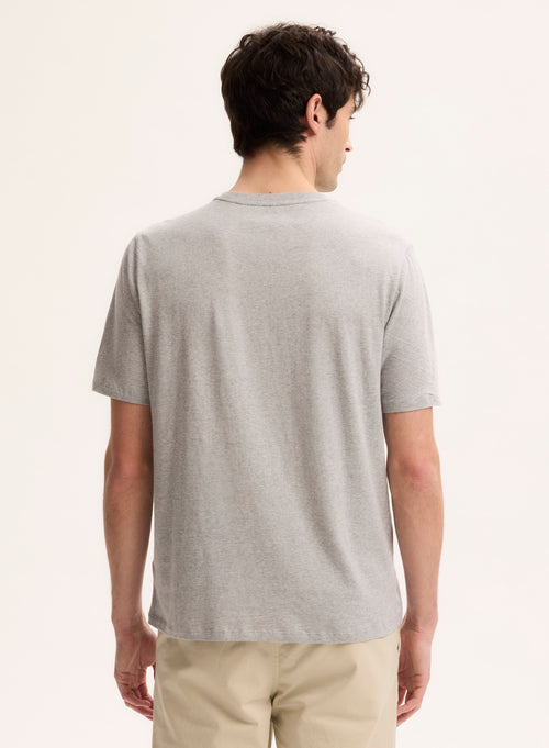 T-shirt Gris clair Julien Col Rond Manches Courtes en Deluxe Coton - MAJESTIC FILATURES