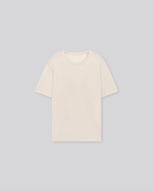 Beige Round Neck Short Sleeve T-Shirt in Organic Cotton - MAJESTIC FILATURES