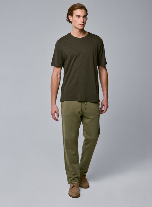 Camiseta verde de manga corta con cuello redondo en algodón orgánico - MAJESTIC FILATURES