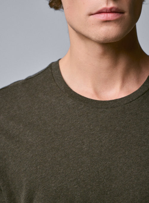 Camiseta verde de manga corta con cuello redondo en algodón orgánico - MAJESTIC FILATURES