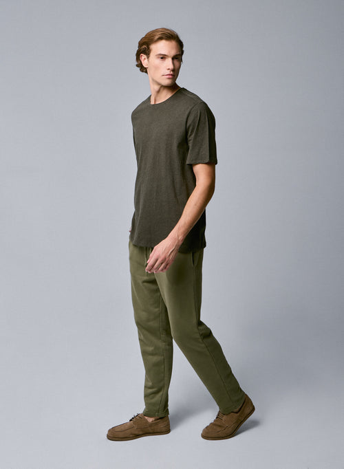 Camiseta verde de manga corta con cuello redondo en algodón orgánico - MAJESTIC FILATURES