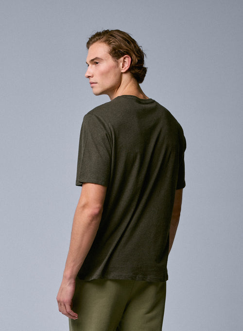 Camiseta verde de manga corta con cuello redondo en algodón orgánico - MAJESTIC FILATURES