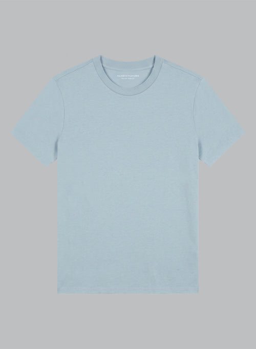 Light Blue Round-Neck Short-Sleeve Organic Cotton T-shirt - MAJESTIC FILATURES