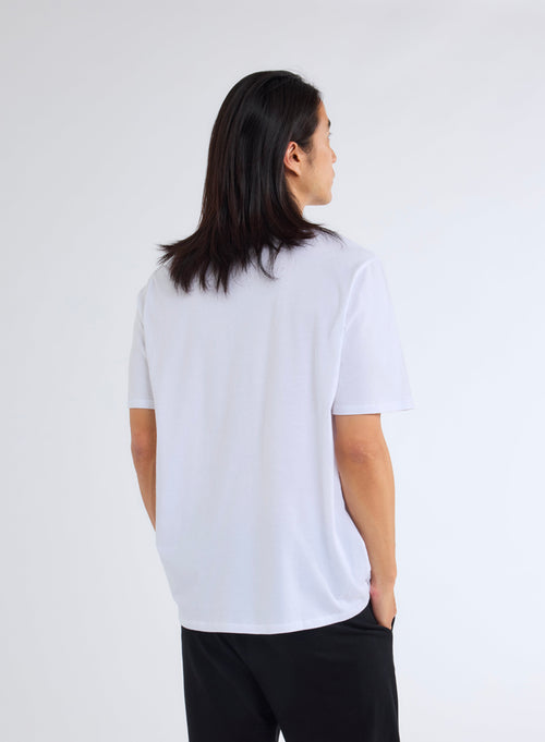 White Round Neck Short Sleeve T-shirt in Deluxe Cotton - MAJESTIC FILATURES