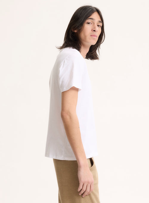 Deluxe Cotton White Short Sleeve Crew Neck T-Shirt - MAJESTIC FILATURES