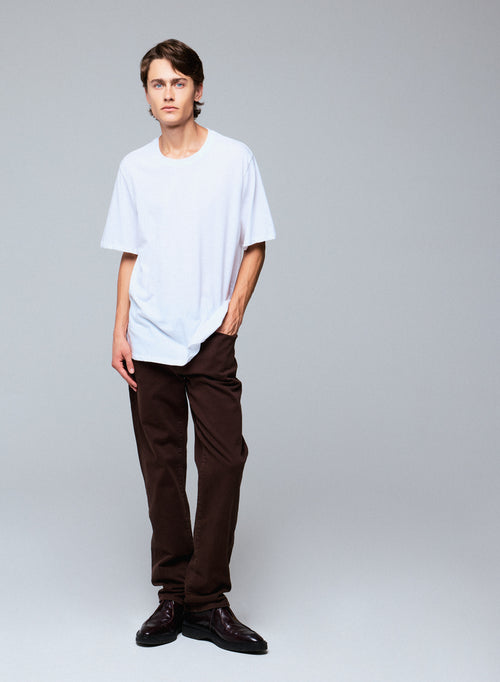 Weißes T-Shirt mit Rundhalsausschnitt und kurzen Ärmeln aus Deluxe Baumwolle - MAJESTIC FILATURES