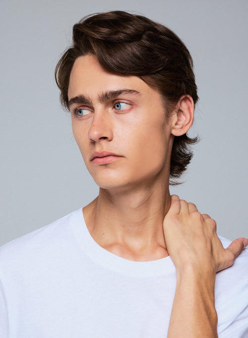 Weißes T-Shirt mit Rundhalsausschnitt und kurzen Ärmeln aus Deluxe Baumwolle - MAJESTIC FILATURES