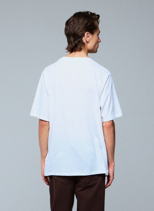 Weißes T-Shirt mit Rundhalsausschnitt und kurzen Ärmeln aus Deluxe Baumwolle - MAJESTIC FILATURES
